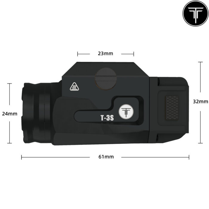 T-Eagle Black T-3S Mini Flashlight - Pistol Mounted Torch