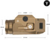 T-Eagle Tan T-3S Mini Flashlight - Pistol Mounted Torch