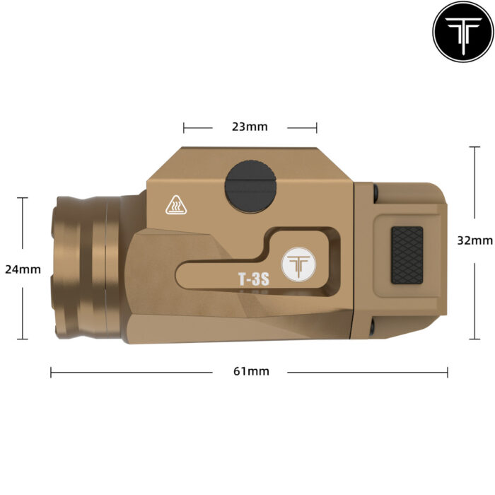T-Eagle Tan T-3S Mini Flashlight - Pistol Mounted Torch